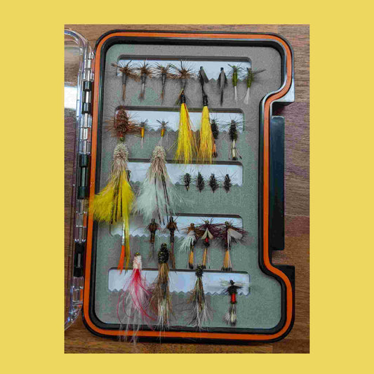 Fly box with trout fly assortment